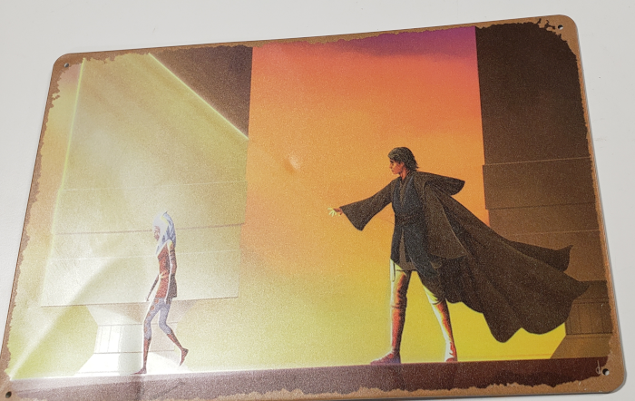 Clone Wars Art. Star Wars: Clone wars art on metal. Anakin Skywalker forlornly gestures to stop a departing Ashoka.